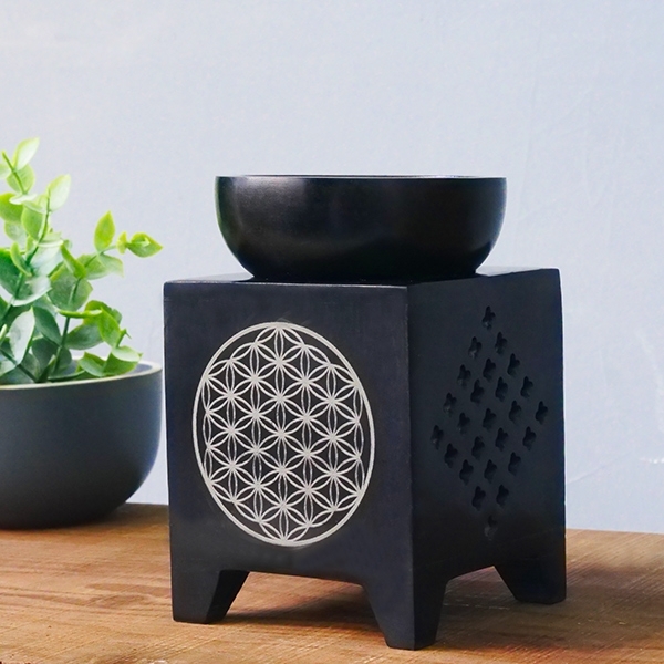 Soapstone essential oil burner Flower of life