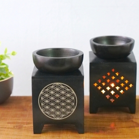 Soapstone essential oil burner Flower of life