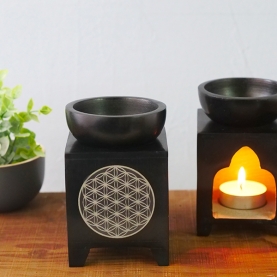 Soapstone essential oil burner Flower of life