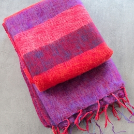 Nepalese meditation shawl purple and red