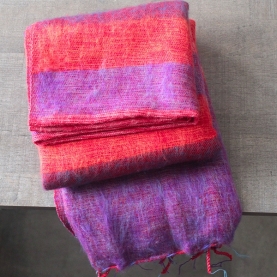 Nepalese meditation shawl purple and red