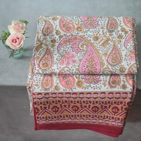 Indian printed bedsheet + pillow Maroon and pink