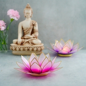 Indian lotus nacre candle stand pink and gold