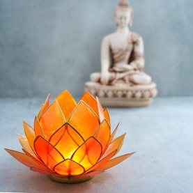Indian lotus nacre large candle stand orange