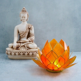 Indian lotus nacre large candle stand orange