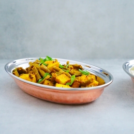 Plat indien à service en cuivre et inox L21