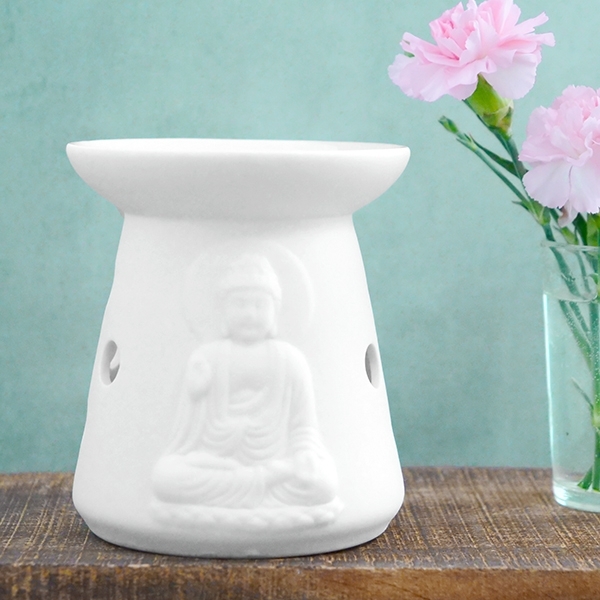 White ceramic Buddha essential oil burner