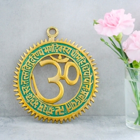 Indian handcrafted brass mantra OM green