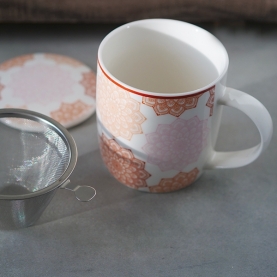 Infuser tea mug Mandala pink 400ml