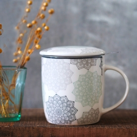 Infuser tea mug Mandala grey 400ml