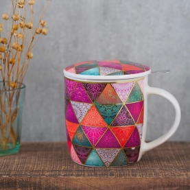 Infuser tea mug Patchwork pink 400ml