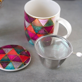 Infuser tea mug Patchwork pink 400ml