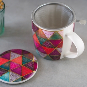 Infuser tea mug Patchwork pink 400ml
