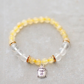 Citrine and Crystal beads Bouddha bracelet
