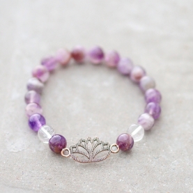 Amethyst and crystal stones Lotus bracelet