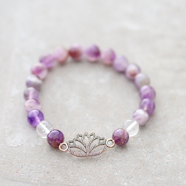 Bracelet perles Améthyste et Cristal Lotus