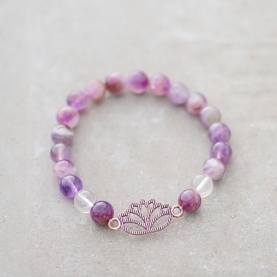 Bracelet Améthyste et Cristal Lotus