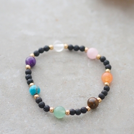 Lava stone and 7 chakras beads bracelet