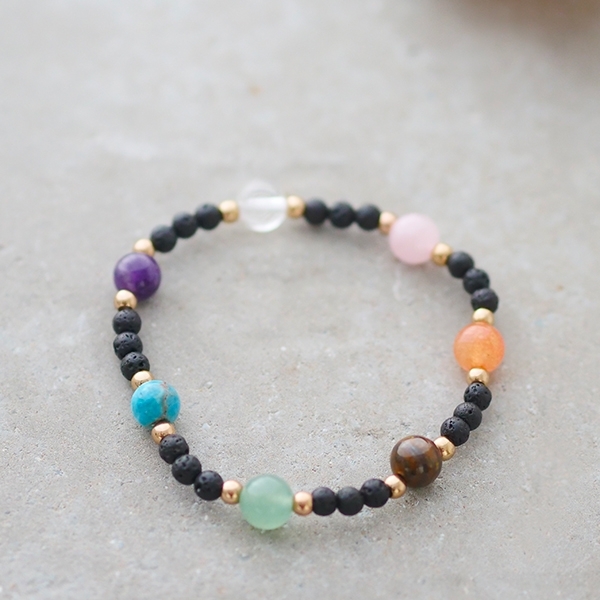 Lava stone and 7 chakras beads bracelet