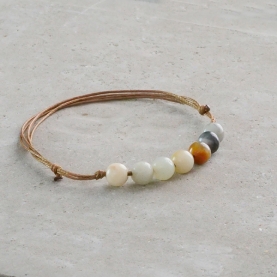 7 amazonites on adjustable cord bracelet