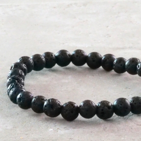 Bracelet with black lava stones