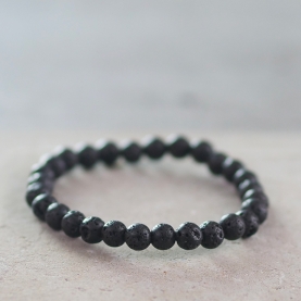 Bracelet with black lava stones