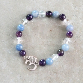 Amethyst Aventurine and crystal stones OM bracelet