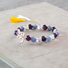 Amethyst Aventurine and crystal stones OM bracelet