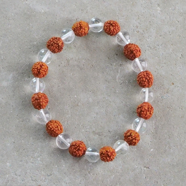 Bracelet Rudraksha et Cristal de roche