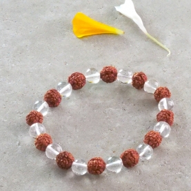 Rudraksha and Rock crystal stones bracelet