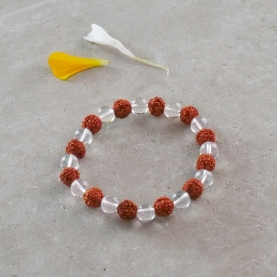 Rudraksha and Rock crystal stones bracelet