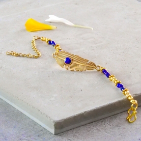 Bracelet plume et pierres Lapis lazuli