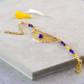 Bracelet feather and lapis lazuli stones