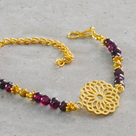 Bracelet seed of life and garnet stones