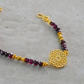 Bracelet graine de vie et pierres Grenat