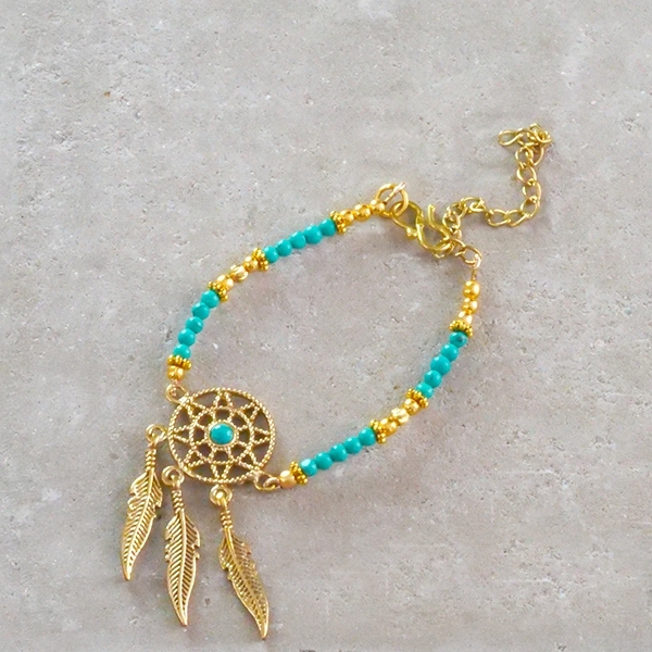 Bracelet Attrape-rêves et perles turquoises