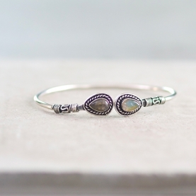 Bracelet métal et pierres Labradorite