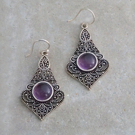 Metal earrings with Amethyst stones