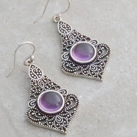 Metal earrings with Amethyst stones