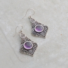 Metal earrings with Amethyst stones