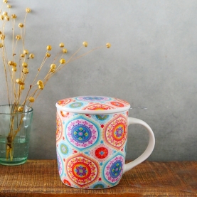 Tasse à thé infuseur Mandala bleu 400ml