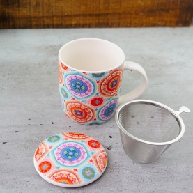 Infuser tea mug Mandala blue 400ml