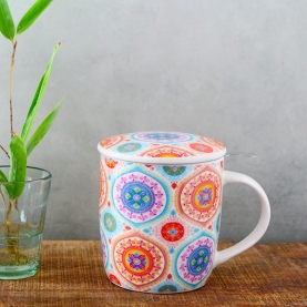 Infuser tea mug Mandala blue 400ml