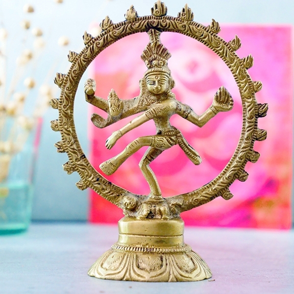 Indian hindu god dancing Shiva brass statue