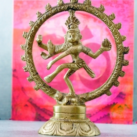 Indian hindu god dancing Shiva brass statue