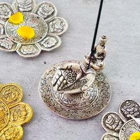 Buddhist hands offerd Incense stick holder sylvery