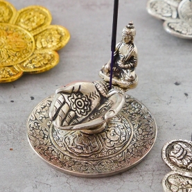 Buddhist hands offerd Incense stick holder sylvery