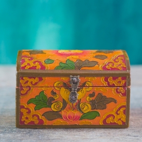 Coffret à bijoux tibétain en bois peint L15