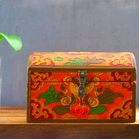 Tibetan wooden handcrafted jewellery box L15