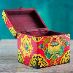 Tibetan wooden handcrafted jewellery box L15